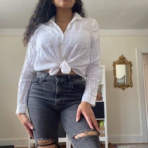 NYDJ White Linen Button Down